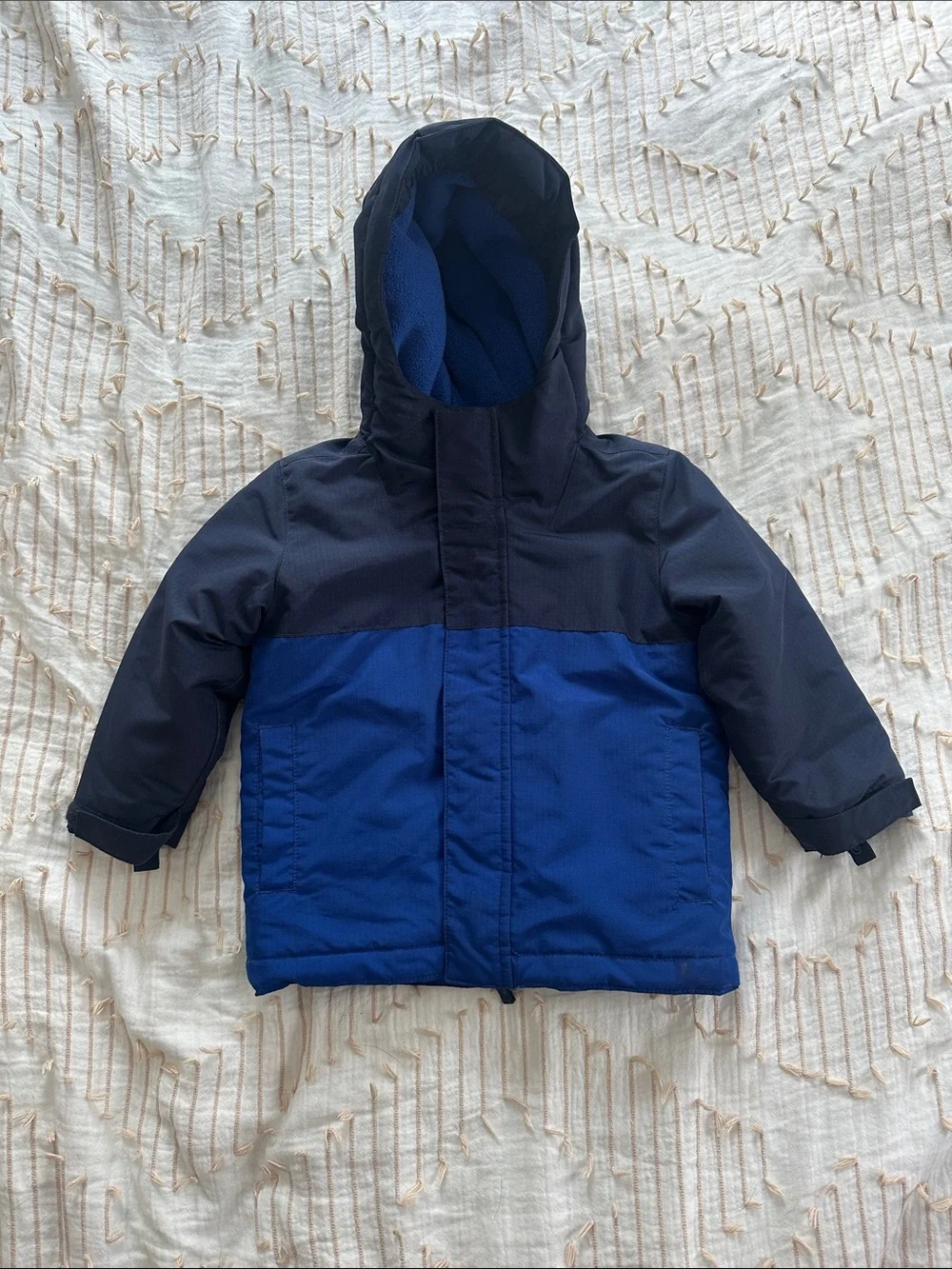 The Children's Place Navy and Royal Blue Hooded Puffer Jacket with fleece jacket